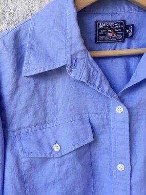 Vintage 'American Living' 100% Linen Blue Button Down